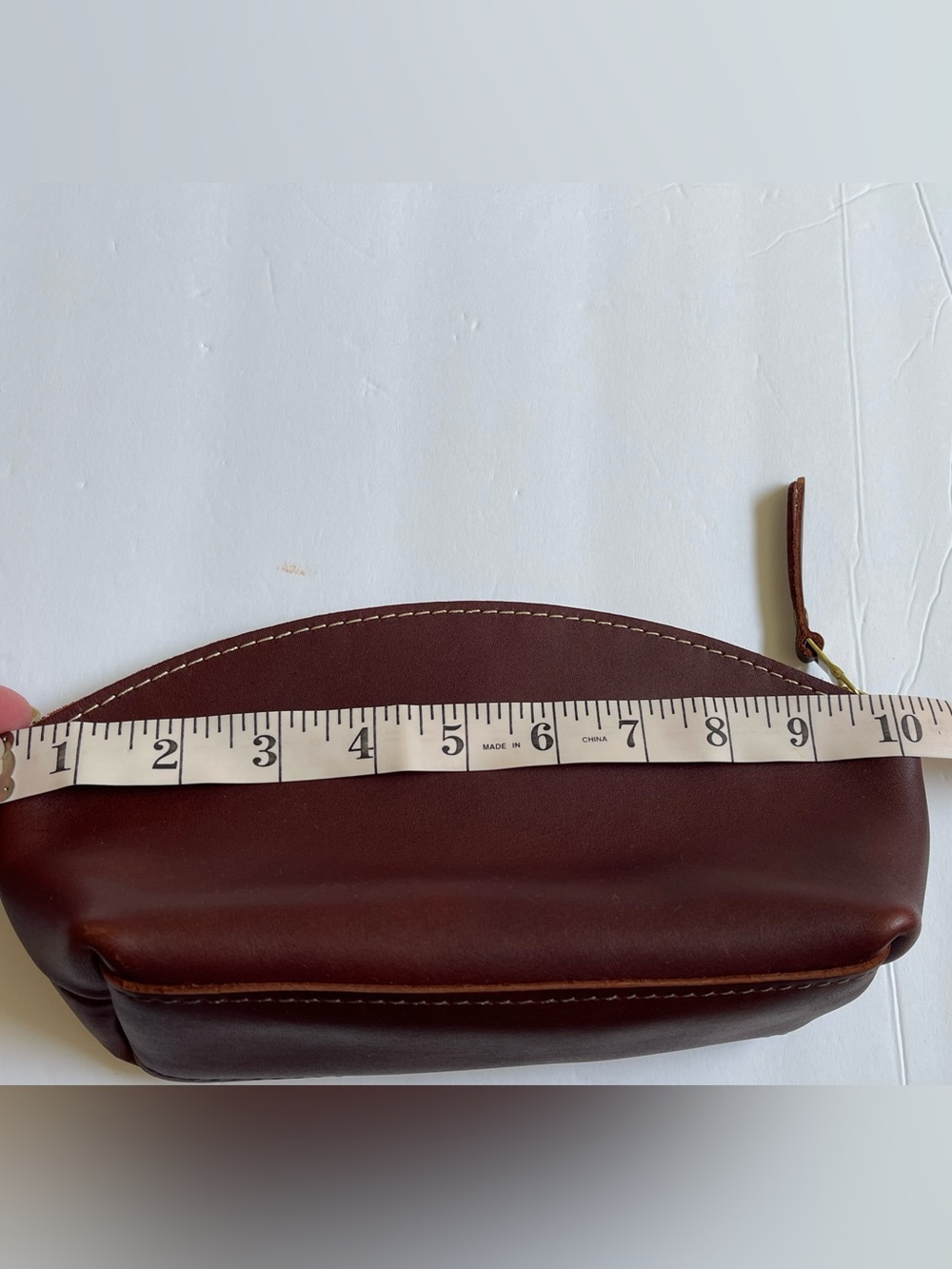 Portland Leather Brown Eclipse Makeup Bag Half-Moon Zip Cosmetic Pouch - Picture 11 of 13